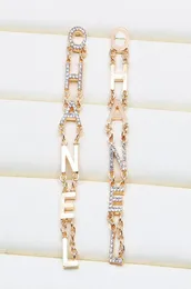 Womens 18K Gold Plated Dangle Earrings Ear Stud Brand Designers Geometry Letters Fashion Women Crystal Rhinestone Earring Wedding 1544506