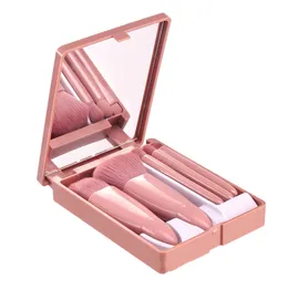 Makeup Brushes Tools Set Portable 5Pcs Multi-Function With Mirror Soft Hair Loose Powder Brush Blush Foundation Eye Shadow 230922