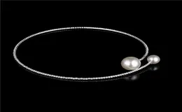 Elegant Delicate Crystal Rhinestone Choker Necklace Big Pearl Charm Single Strand Faux Pearl Necklace Diamond Collar for Women4765374