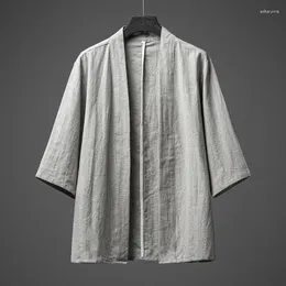Men's Casual Shirts Chinese Style Hanfu Ethnic Plus Size Ancient Robe Harajuku Kimono Cardigan Tai Chi Shirt Cape Jacket