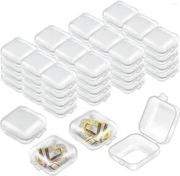 Jewelry Pouches 4-24Pcs Mini Storage Boxes Transparent Square Plastic Box Earrings Packaging Small Organizer