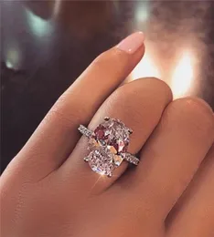 2020 new 925 Solid Sterling Silver Rose Gold Big Oval Diamond Rings For Women Wedding Engagement finger jewelry personalized9561891521382