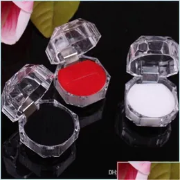 Jewelry Boxes Acrylic Crystal Clear Ring Box Transparent Black White Red Stud Earring Case Gift Packaging Drop Deliver Delivery Party Dhmb6