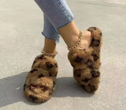 Winter Indoor Fur Slippers House Full Furry Soft Fluffy Plush Platform Flats Heel Non Slip Luxury Designer Shoes Casual Ladies