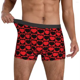 Underbyxor Valentine Hearts Underwear Black and Red 3D Pouch Trenky Trunk Printing Boxer Kort sexiga mjuka mäns trosor stor storlek