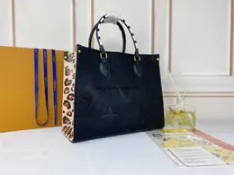 مصممون فاخرون Onthego Leopard Luxurys مصممين حقائب حقيبة حقيبة حقيبة مزخرفة بواسطة حمام السباحة الكتف الجلدي MM GM على حقائب يد التسوق GO