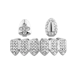 Bling Cross Vampire Teeth Fang Grillz 18K Real Gold Punk Hip Hop