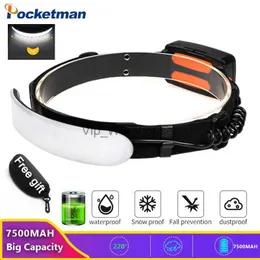 Lâmpadas de cabeça Pocketman Multifuncional COB LED Farol USB recarregável Farol à prova d'água com 7500mAh grande capacidade de bateria HKD230922