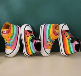 Kids Shoes for Girl Autumn New Children039s Hightop Canvas Shoes Casual Wild Boys Sneakers Girls Rainbow Shoes 2012018697325