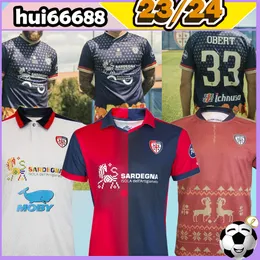 23/24 Cagliari 크리스마스 축구 유니폼 프리 매치 키트 Saint Efisio Special Edition 2023 2024 Simeone Nandez Special Men Football Shirt