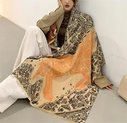 Новый зимний шарф, женская модная теплая шаль, женская 039s, двухстороннее кашемировое толстое женское одеяло из пашмины, платок с принтом, бандана 209405274
