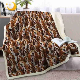Blankets BlessLiving Basset Hound Throw Blanket on Bed 3D Dog Animal Sherpa Fleece Blanket Springer Spaniel Bedspreads Brown Thin Quilt HKD230922