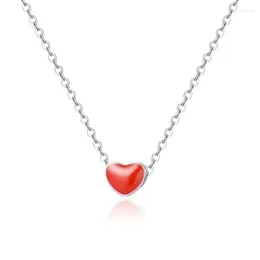 Correntes 925 prata esterlina vermelho amor coração colar para mulheres menina romântica moda cadeia design jóias festa presente gota