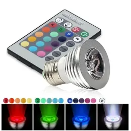 Faretti LED RGB da 3 W 16 Lampadine LED RGB che cambiano colore E27 GU10 MR16 con telecomando a 24 tasti 85-265 V 12 V LL