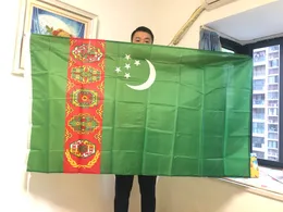 その他のイベントパーティーの供給スカイフラグトルクメニスタン国旗90x150cm 3x5ftsハンギングポリエステルバナー屋外広告装飾230921