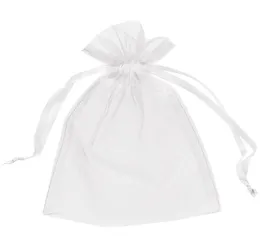 200pcs beyaz organza çantaları hediye torbası düğün iyiliği çantası 13cm x18 cm 5x7 inç 11 renk fildişi altın mavi6937657