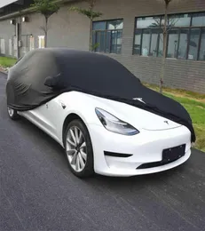 새로운 자동차 커버 야외 햇볕 UV 스노우 방수 먼지 보호 테슬라 모델 3 y x s 스타일 액세서리 검은 고품질 W22037985066