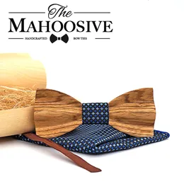 Nackband mahoosiv personlighet trä båge band för män bröllop nackkläder tillbehör nyhet handgjorda fast zebra trä bowtie cravat 231013