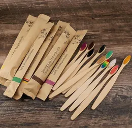 Eco Friendly Bamboo Toothbrush el Travel Flat Handle Charcoal Bristles Soft Gingiva Protection Kraft Packaging DHL2516139