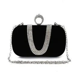 Bolsos de noche Bolsos de noche de lujo para mujer, bolso de mano de lujo con diamantes, bolso de mano con cadena roja y negra para fiesta, bolsos para monedero 230921