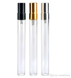 10ml Mini Glass Perfume Bottles Sample Spray Bottle Refillable Fragrance Atomizer Glass Bottle Vials With Black Gold Silver Cap3273602