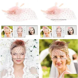 Bandanas Party Hat Tea Fascinator Bridal Hair Accessories Women Headpiece Clip Mesh Banquet Bride Drop Delivery Fashion Hats Scarves G Dhcyk