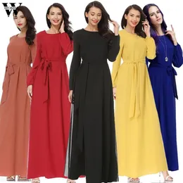 Womail Muslim dress Women Kaftan Islamic Abaya Long Sleeve High Waist Chiffon Elegant Muslim Party Dubai Maxi dress 2019 A91270h