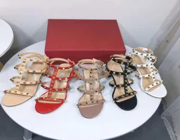 2021 women leather stud sandals Tstrap shoes summer High Heels rivets shoe Ladies Sexy party 65cm 14color with dust bag9504433