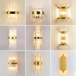 Wall Lamp Style Combinations Of Modern Light Luxury Crystal Gold Lamps In Bedrooms Beds Living Rooms Decorative LED Lights