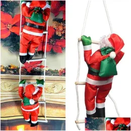 Christmas Decorations 25Cm Santa Claus Tree Ornaments Climbing On Rope Ladder Christma Decoration Year Gift 221124 Drop Delivery Hom Dhzjh