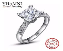 YHAMNI 100 Solid 925 Silver Rings Fine Jewelry Big Sona CZ Diamond Engagement Rings for Women Ring Size 4 5 6 7 8 9 10 XR0385586466677378