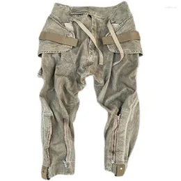 Pantaloni da uomo Autunno Inverno Multi tasche Stile funzionale Cargo Pantaloni da jogging larghi da uomo vintage