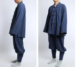 Ethnic Clothing Unisex 4color Summer&Spring Cotton&linen Buddhist Buddha Lay Suits Zen Shaolin Monk Martial Arts Uniforms