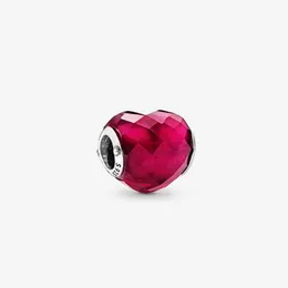 100% 925 Sterling Silver Fuchsia Pink Heart Charms Fit Original European Charm Bracelet Fashion Women Wedding Engagement Jewelry A248K