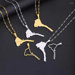 Pendant Necklaces Fashion Eritrea Map Stainless Steel Women Men Gold Color Birthday Party Jewelry African Necklace Ethiopia