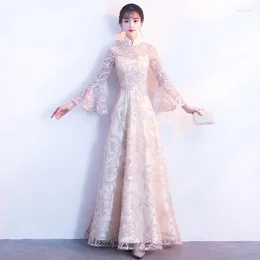Ubranie etniczne szampanowe szampanowe sukienki w stylu orientalnym chińska panna młoda vintage tradycyjna sukienka ślubna cheongsam długa qipao rozmiar 3xl