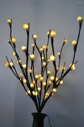 Decorative Flowers LED Battery Pussy Willow Branch Light 20" 60LED Warm White With Deocation Wedding Table Decoration T