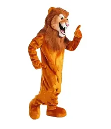 Brun lång päls lejon maskot kostym handgjorda kostymer festklänning kläder kläder annons kampanj karneval