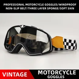Ski Goggles motocyklowe gogle retro okulary motocrossowe skuter atv okulary przeciwsłoneczne okulary anty-UV Cafe Racer Chopper Racing 230922