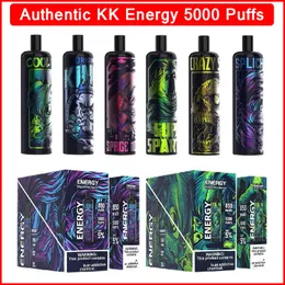 Original KK Energy Vapes descartáveis E Cigarro 5000 Puffs 12Ml Cartucho 12 Cores Mech Bobina Recarregável 850mAh Bateria Ajustável Vape de Fluxo de Ar