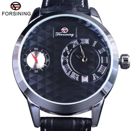 ForSining Small Dial Watch Second Hand Display Osk Desig Mens Watches Top Brand Luxury Automatisk klocka Fashion Casual Clock Me2547