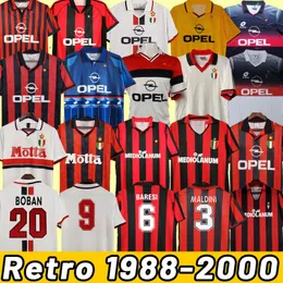 Retro Soccer Jerseys 00 02 03 04 05 06 07 09 10 2006 2007 2008 Kaka Baggio Maldini Van Basten Pirlo Inzaghi Beckham Gullit Shevchenko koszulka klasyczna Klasyczna Kit Milan 09