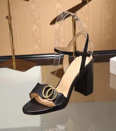 Classic High heeled sandals designer SHoes fashion 100 leather women Dance shoe sexy heels Suede Lady Metal Belt buckle Thick Hee5557419