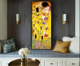 Artiste classique Gustav Klimt baiser peinture à l'huile abstraite sur toile impression affiche Art moderne photos murales pour salon Cuadros Y202074551