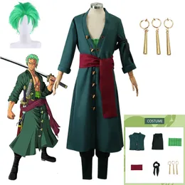 Temadräkt Kostum Cosplay Anime Roronoa Zoro Kostum Halloween Pakaian Peran Kimono Pakaian Seragam Pesta Set Lengkap 230921