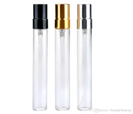 10ml Mini Glass Perfume Bottles Sample Spray Bottle Refillable Fragrance Atomizer Glass Bottle Vials With Black Gold Silver Cap6559139