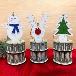 Christmas Ornament With 10 Holes Cartoon Unique Money Holder Decoration Festival Party Supplies Wallet Cake Rack DIY Money Stand CPA7041 0922