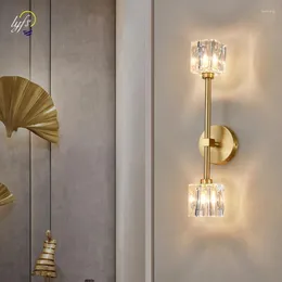 Wall Lamp Nordic LED Home Appliance Interior Lighting Living Room Decoration Bedroom Bedside TV Crystal Light Sconces