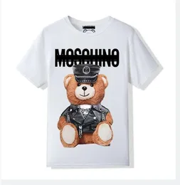 Moschinos camiseta masculina designer redondo algodão luxo solto moschino hoodie das mulheres marcas italianas moschino camiseta nova manga urso masculino 3445