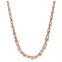 Luxo hardwear jóias designer colar rosa ouro platina corrente tamanho gradiente ferradura colares para meninas adolescentes festa de prata d251w